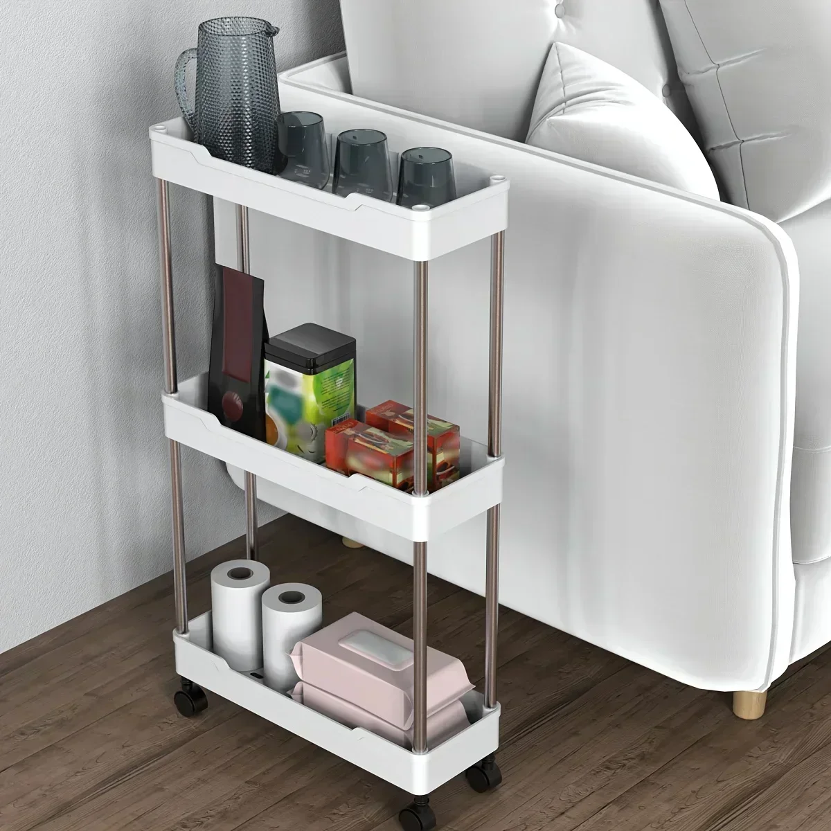 

Мобильная полка-тележка Wheeled bathroom storage shelf