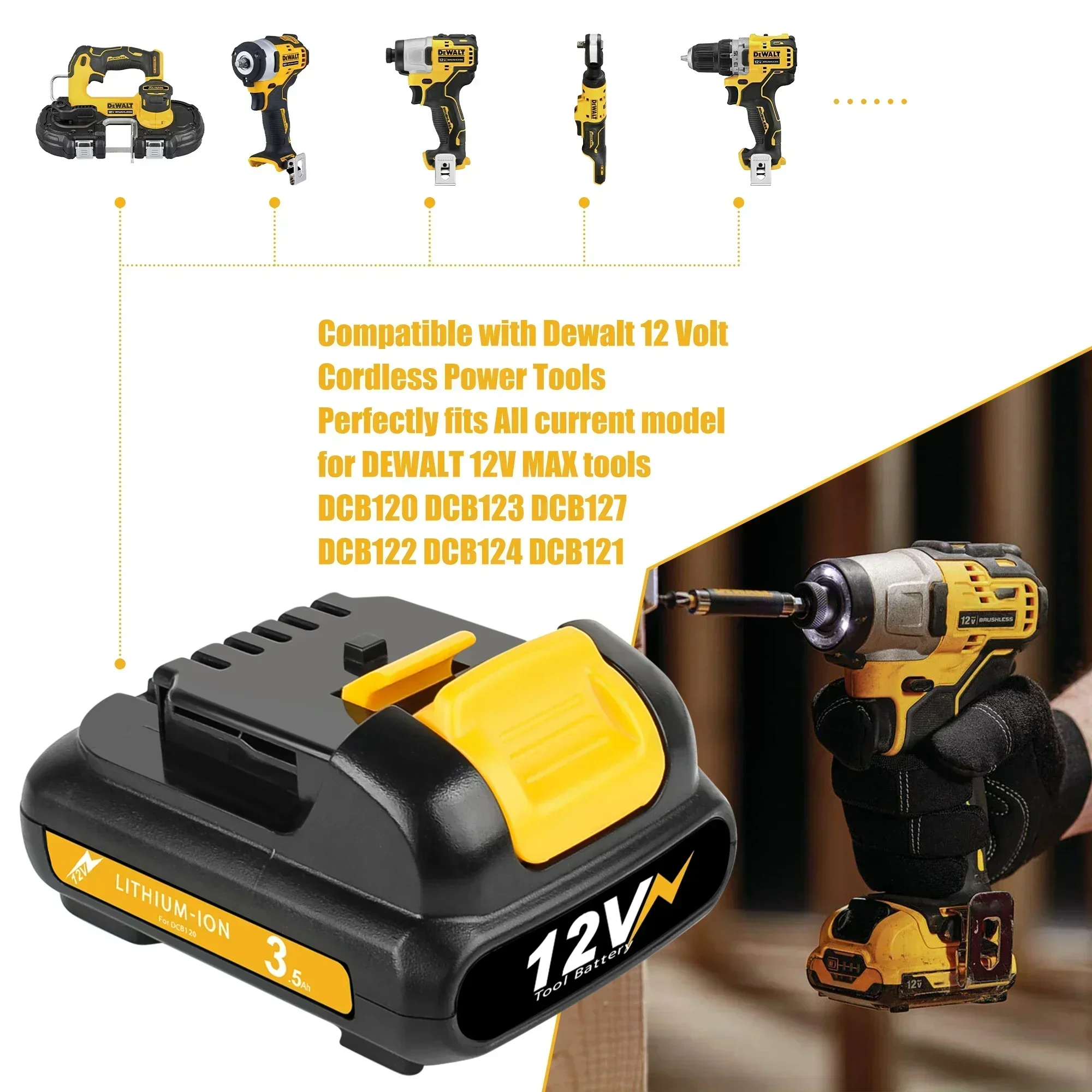 Аккумулятор 12В 3500 мАч для Dewalt SUTENAI