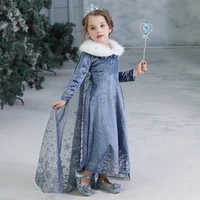 2022 new princess dress girls party vestidos cosplay girl clothing snow queen print birthday princess dress kids costume dress