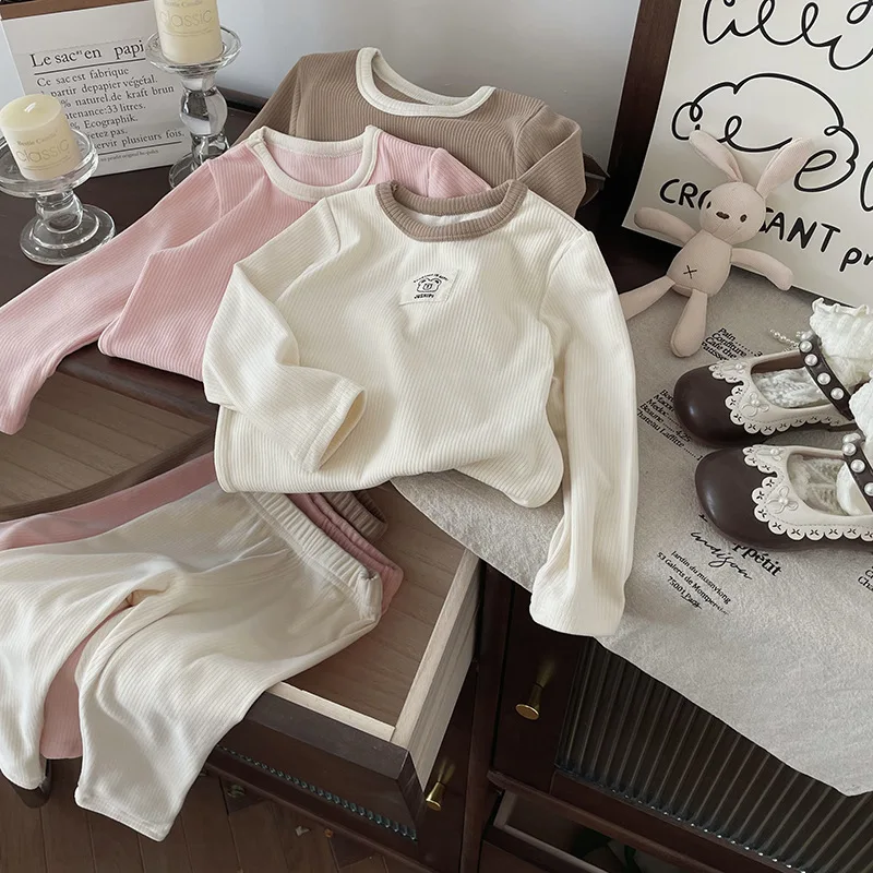 Топ для маленьких девочек комплект детской домашней одежды новинка осени 2024