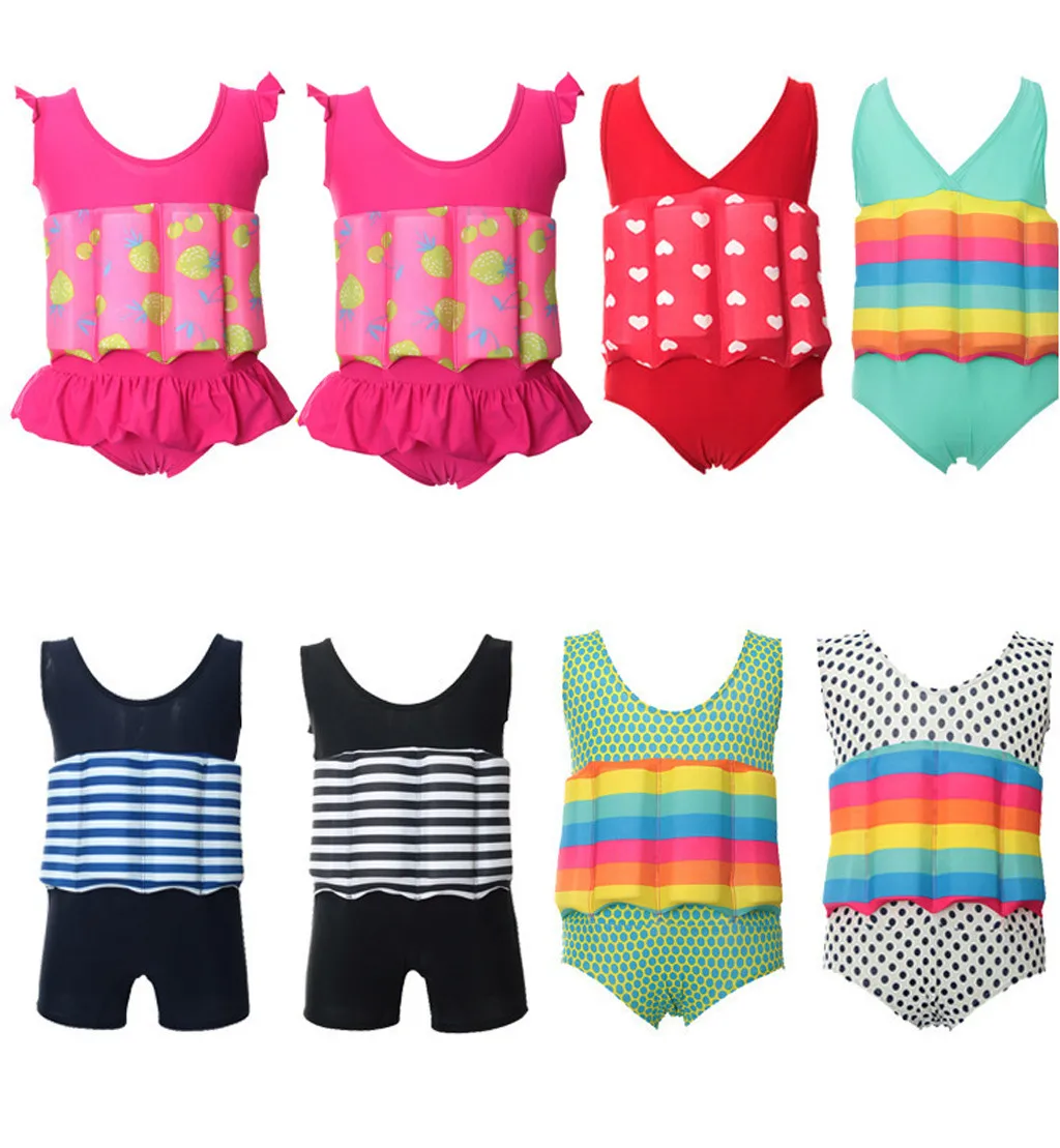 

New Baby Buoyant Swimwear Girl Quick-drying One-piece Buoyancy Swimsuit High Elasticity Pool Float Kid Learning Swimming Clothes