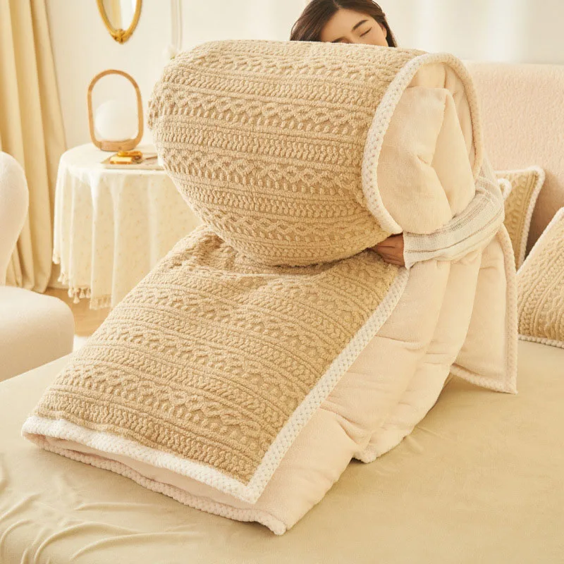 

New Winter Double-sided Plush Duvet Cover Bed Sheet Pillowcase 4pcs Bedding Set Thicken Warm Soft Quilt Cover Set Home Textiles