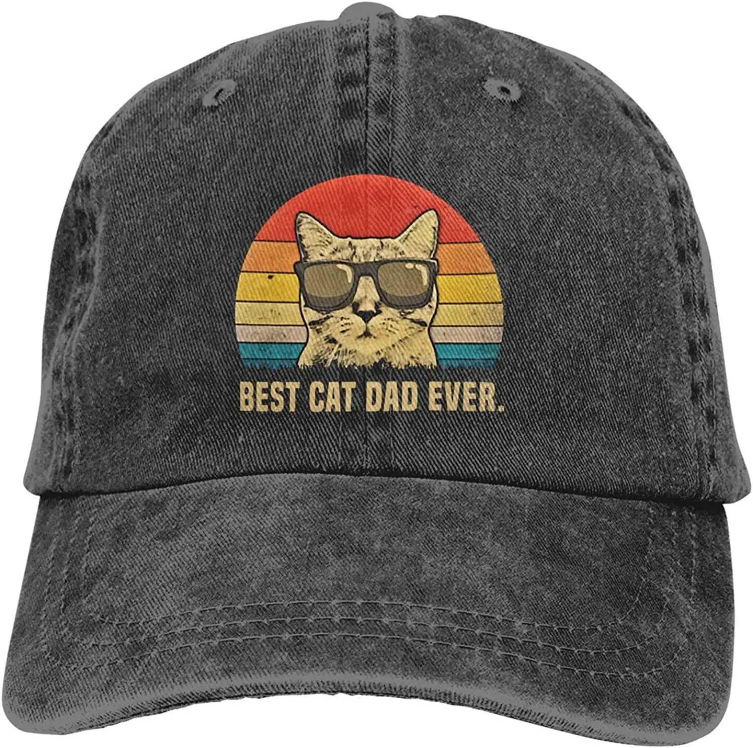 

Cat Hats for Men Black Baseball Cap Women Vintage Adjustable Dad Hat Funny Trucker Hat Summer Washed Cotton