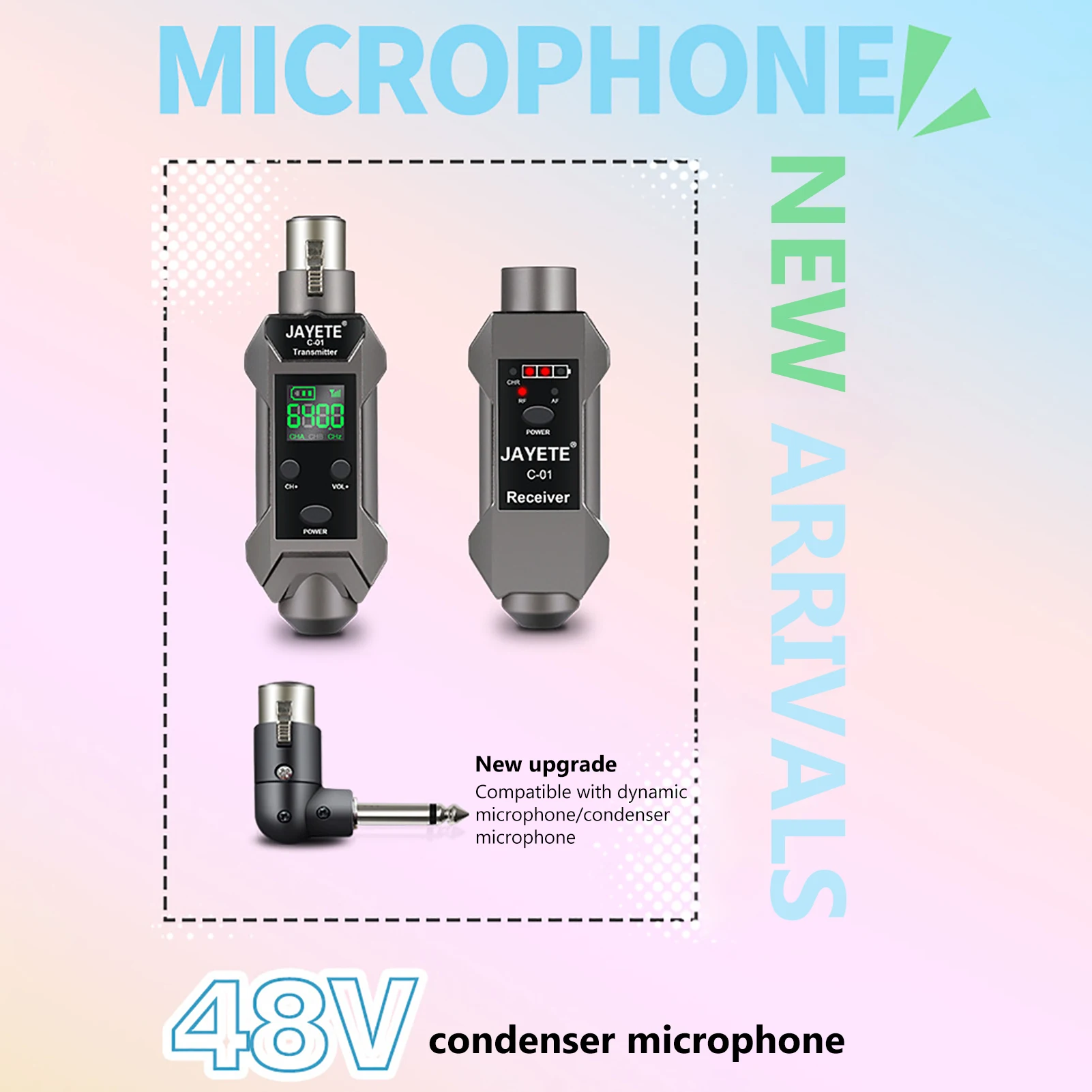 

New Wireless XLR Transmitter and Receiver for Dynamic Microphone, Audio Mixer, PA System Rechargeable Wireless XLR Transmitter