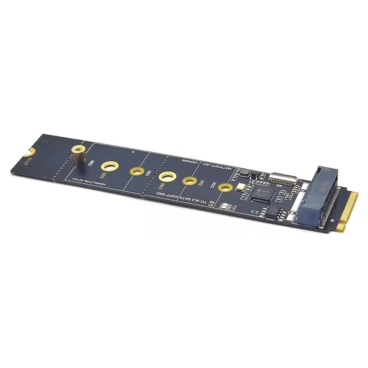 Фото Адаптер M.2 NVME на M.2 SATA SSD, переходник с ключа M на ключ B+M, карта-адаптер M2 с чипом JMB582 для SSD M.2 SATA форматов 2230, 2242, 2260, 2280. №4