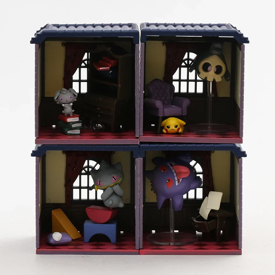 

4pcs/set Midnight Mansion Pikachu Duskull Gengar Espurr Banette PVC Figures Dolls Desktop Decoration Model Toys