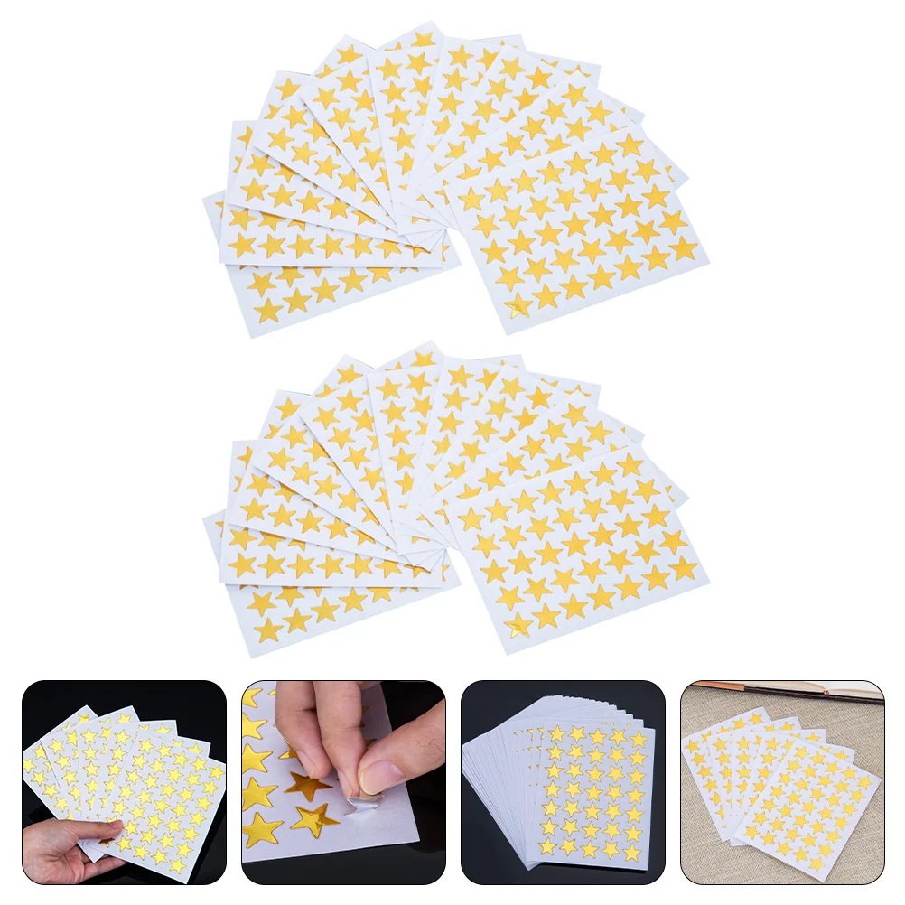 

1 Set Five-pointed Star Stickers Decorative Golden Stickers Adorable Reward Stickers PVC Star Stickers for Toddlers Decor