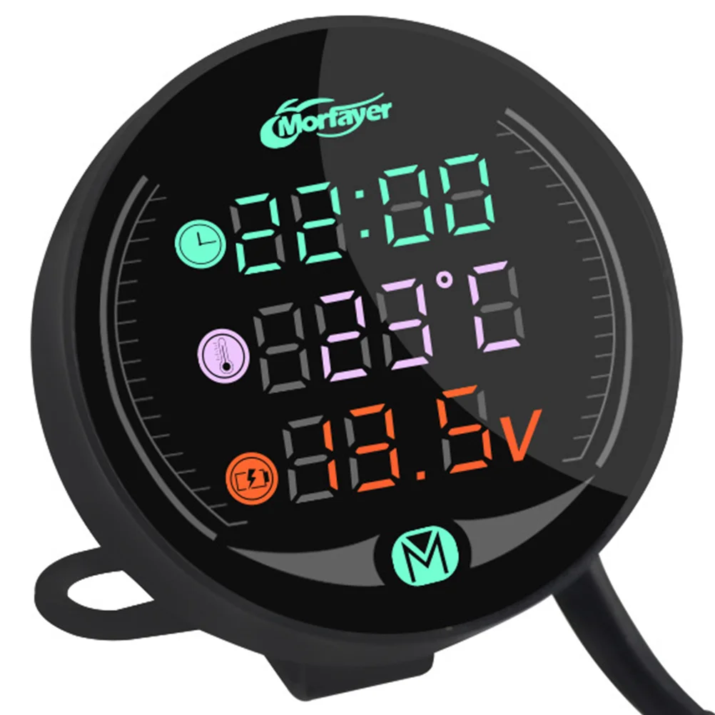 

Motorcycle Voltmeter Temperature Meter Monitor Voltage Boat Mini Hourwaterproof Volt Gauge Tester Truck Lcd Digital