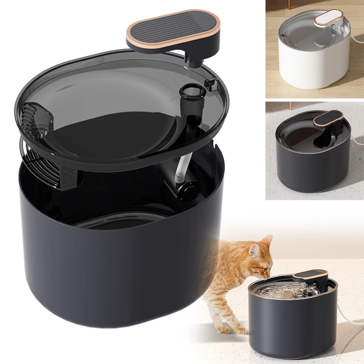 

Питьевой фонтанчик для домашних животных, многоразовый автоматический бесшумный питьевой фонтан для кошек, 3 л, с USB зарядкой