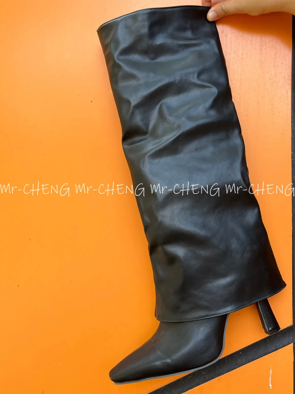2025 черные сапоги до колена на высоком каблуке забавные женские брючные