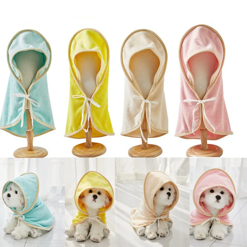 

New Pet Bath Towel Hooded Water Absorption Soft Dog Bathrobe Dog Bath Towel Pet Supplies Absorbing Quick-dry 2022 Small Cat Dog