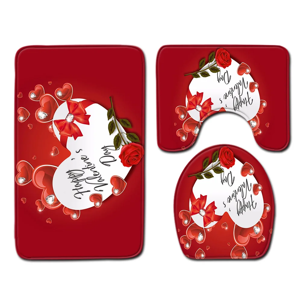 

Романтический розовый чехол для ванной комнаты туалета из трех частей для спальни гостиной