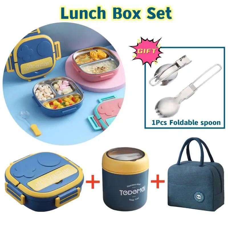 

550ml Stainless Steel Bento Box Insulated Lunch Box For Kids Toddler Girls Metal Portion Sections Leakproof Lunch Container Box