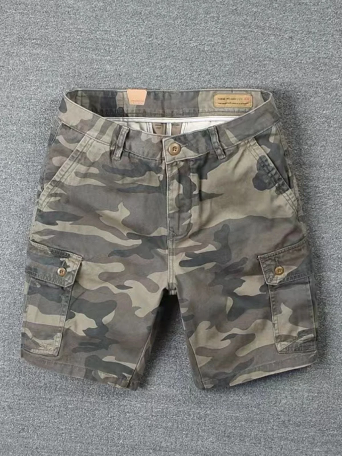 Summer Cargo Camouflage Shorts Men's Korean-Sle Loose Fashion Brand Cotton Casual Cropped Pants Multi-pockets 5 Points Pira...