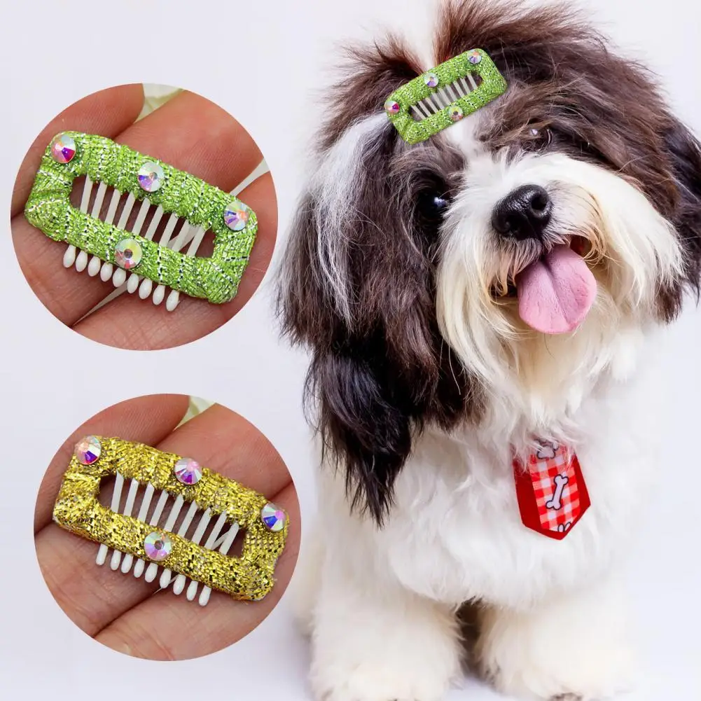 

Portable 10Pcs Helpful Rhinestone Dog Hair Supplies Fine Workmanship Pet Hairbands Lovely for Puppy