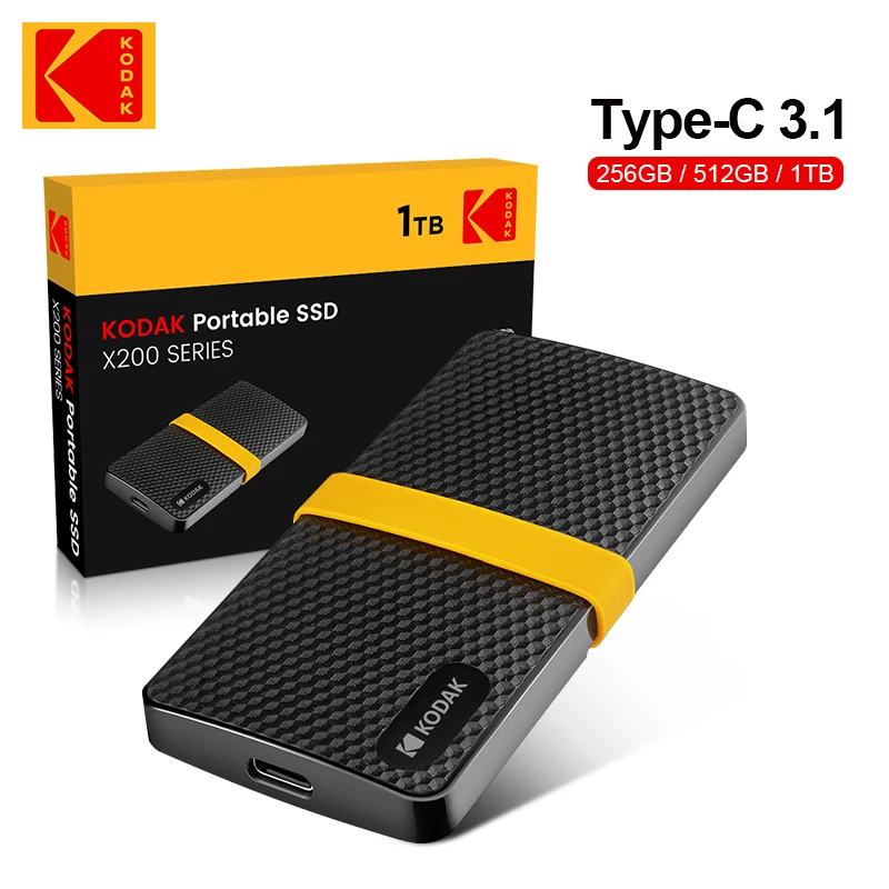

Внешний портативный мини-накопитель Kodak X200, USB 3,1 Type- C SSD, Твердотельный накопитель 256 ГБ/512 ГБ/1 ТБ, жесткий диск для ноутбука и настольного ПК, Бесплатная доставка