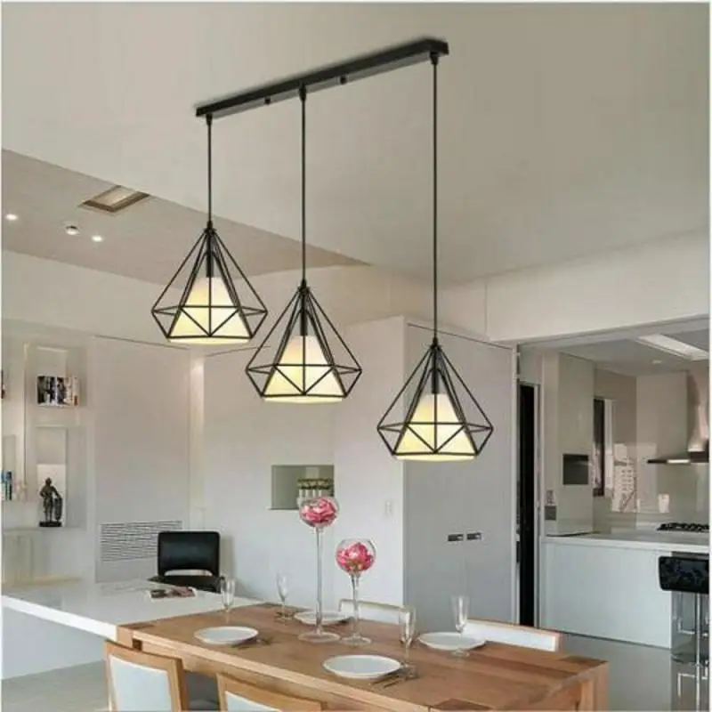 

Nordic 3 Heads Chandelier Restaurant Dining Room Bar Pendant Lighting Lamp Retro Industrial Hanging Lamp E27 Droplight HWC