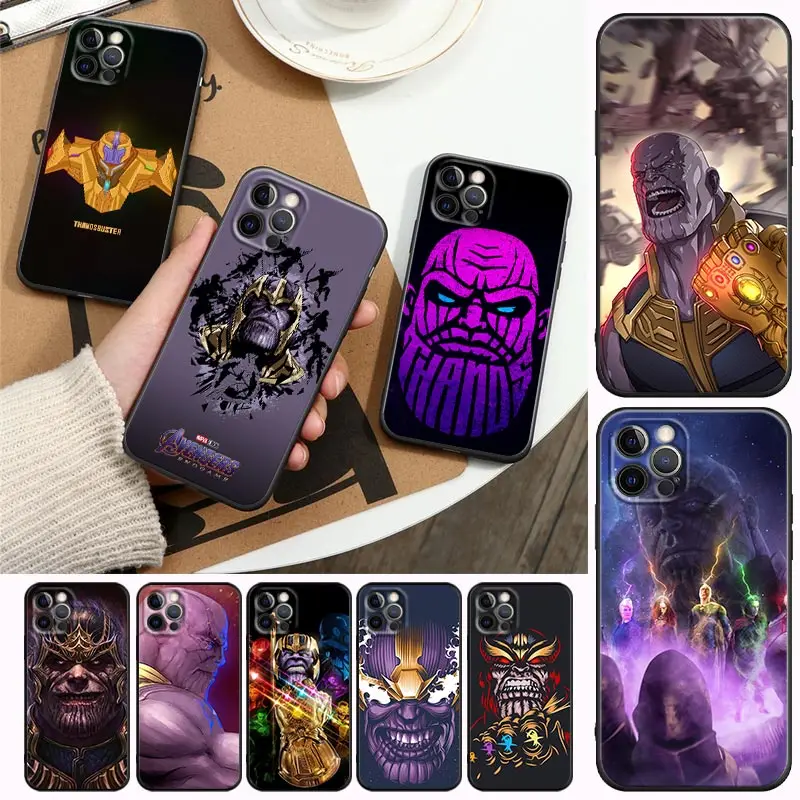 

Marvel Avengers Thanos Comic Cartoon Phone Case For Apple iPhone 14 13 12 11 Pro Max 8 7 SE XR XS Plus Black Cover Fundas Coques
