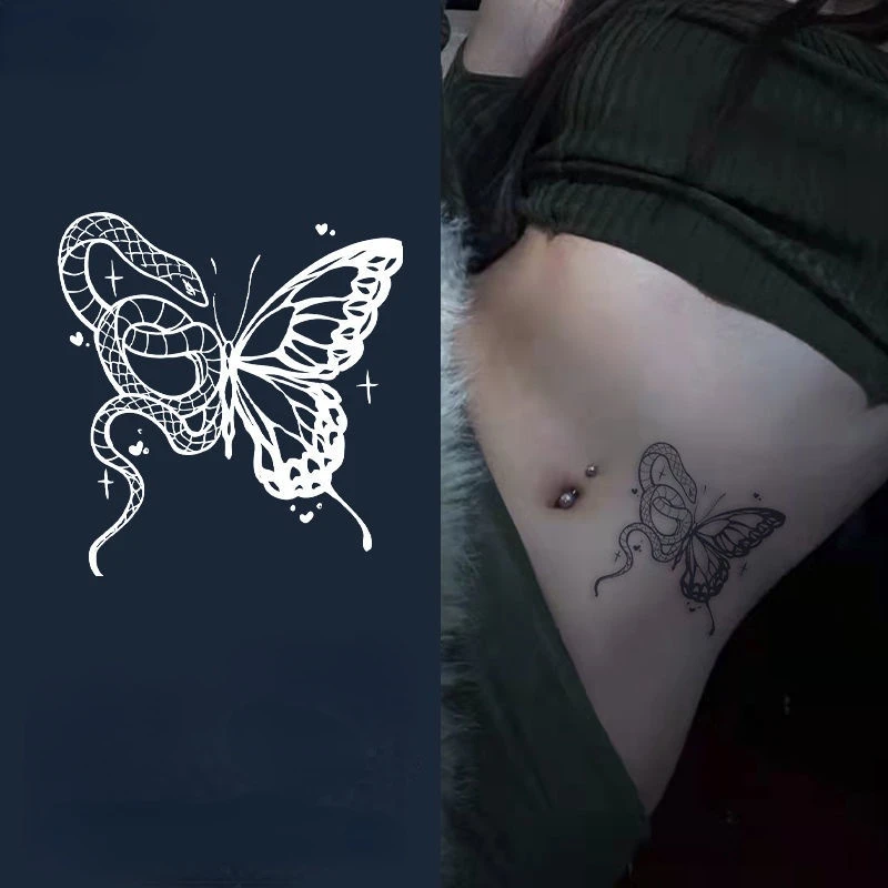 Juice Tattoo Stickers Dark Babes Y2k Butterfly Snake King Arm Chest Waterproof Temporary Tattoo Stickers Fake Tattoo for Women