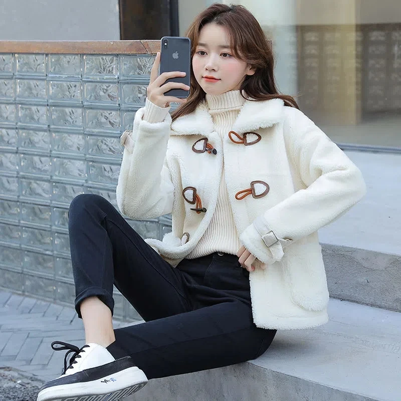2022 Autumn And Winter New Lamb Velvet Top Imitation Fur Jacket Ladies Jacket Loose Fashion Korean Temperament Woolen Jacket