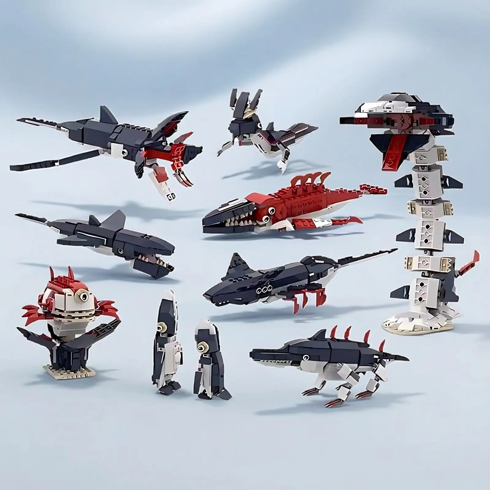 Фото Конструктор MOC Subnautica: Монстры глубоководья, Голодная акула, Строительные блоки, Детские развивающие игрушки, Подарок на день рождения №1