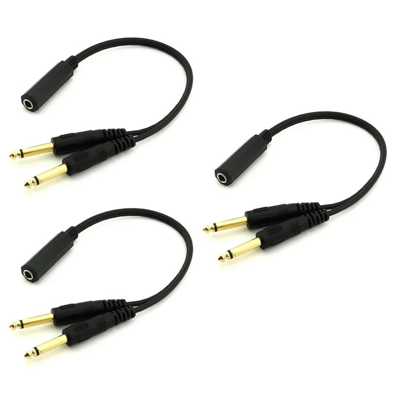

3Pc 6.35Mm 1/4 Inch Stereo TRS Female To 2 Dual 6.35Mm Mono TS Male Y Splitter Cable