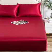 satin single piece bed sheet pillowcase double bed bedding home textile pure color bed sheet pillow cover for queen size bed