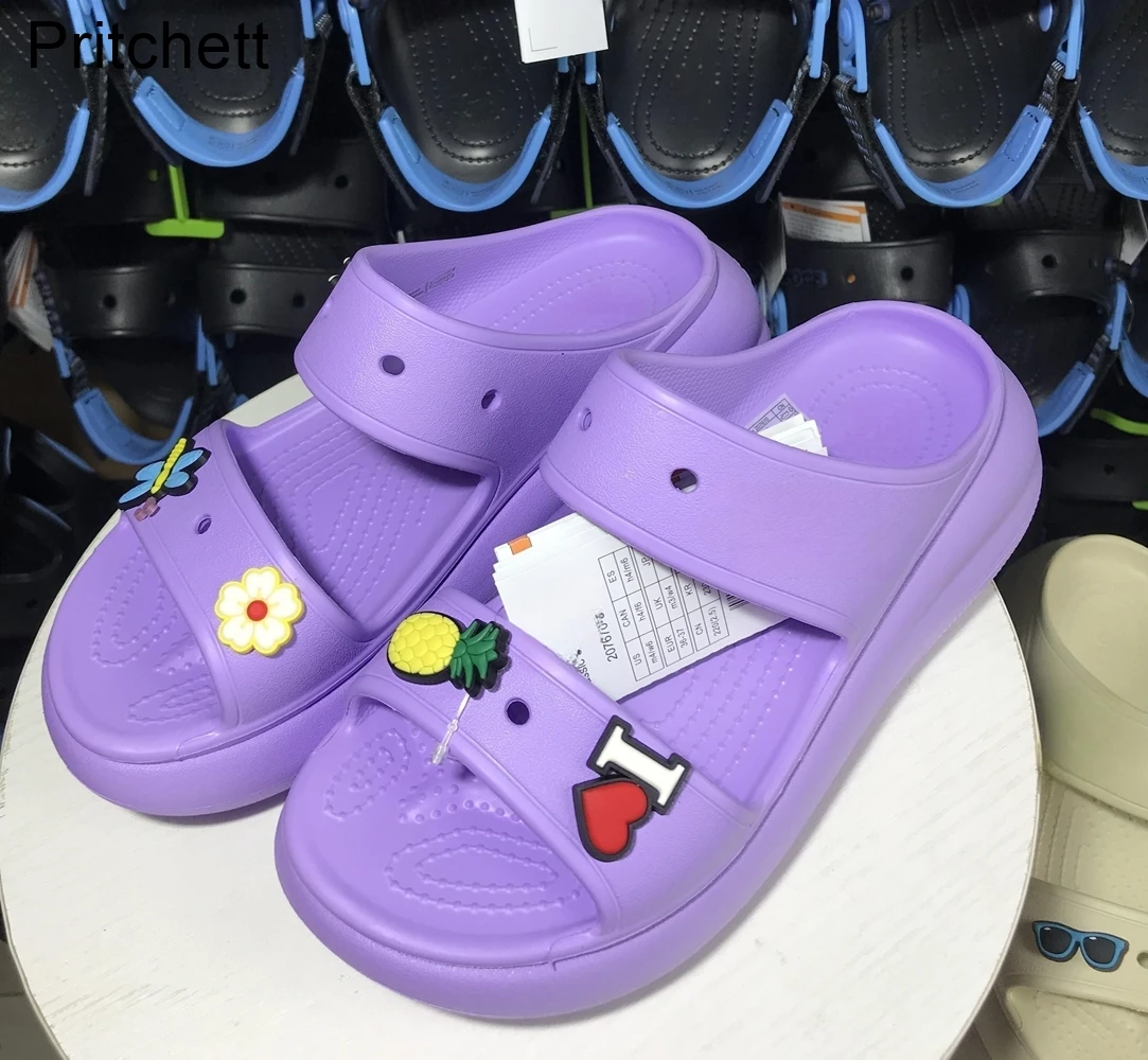 White Puff Waterproof Sandals 2023 Summer New Wedge Outdoor Casual Slippers Ladies Quick-drying Non-slip Beach Shoes