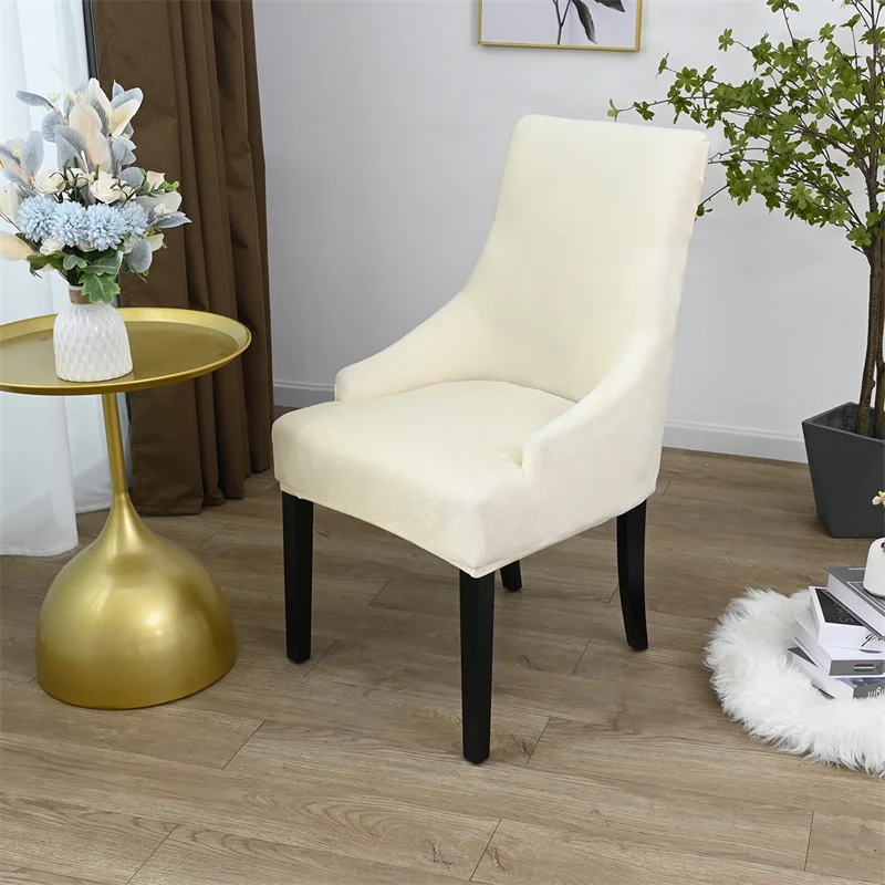 Sloping Armchair Cover Airldianer Chair Velvet Stretch Dining Slipcovers Solid Color Spandex Plush Covers Protector |