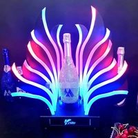 luminous led wine bottle holder peacock tail rechargeable champagne cocktail whisky drinkware holder for disco party nightclub