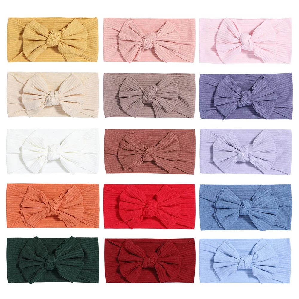

1Piece Baby Bows Bowknot Cables Turban Headbands Soft Cotton Hair Bands For Children Girls Hairband Newborn Hair Accessories