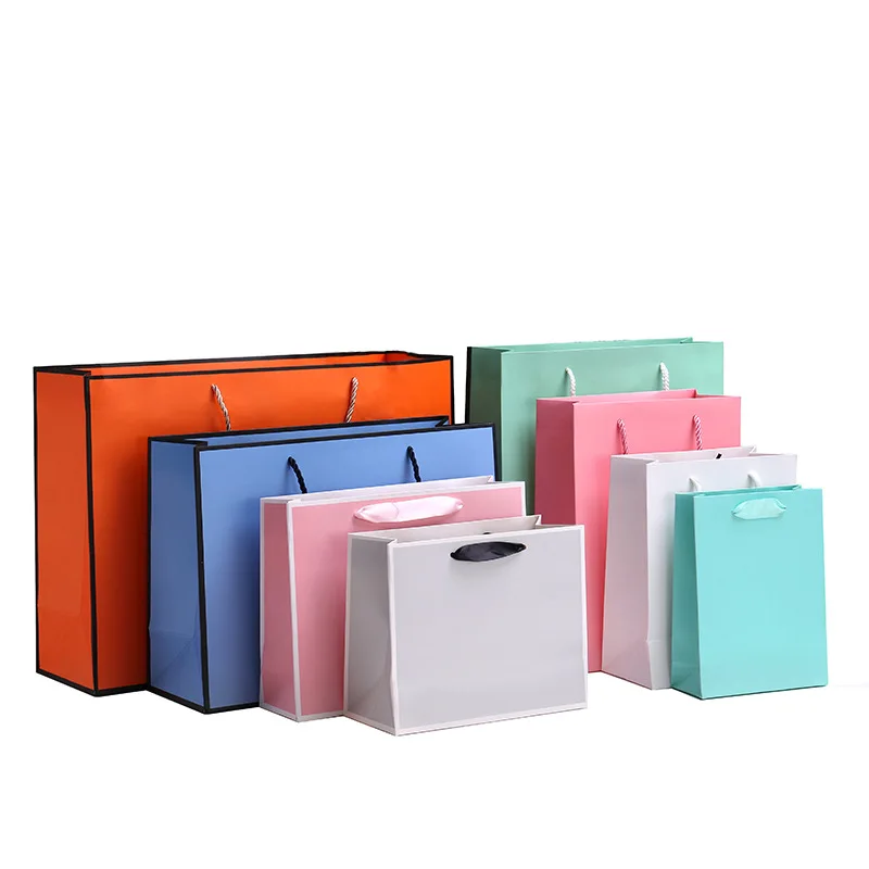 

10pcs Kraft Paper Bag With Handle Thicken Packaging Bag For Business Party Supplies Large Gift Bags Personalized
