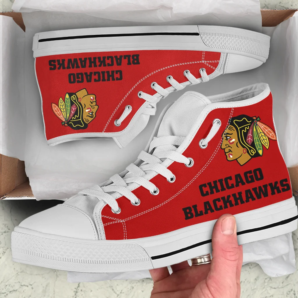 

Hot Cool Man Woman Blackhawks High Quality High Help Canvas Shoes Lightweight Fashion Sneakers Chicago Fans Casual Board Shoes