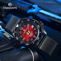 parnsrpe automatic mens nh35a caliber mens mechanical watch red gradient super dial date divers watch sx007