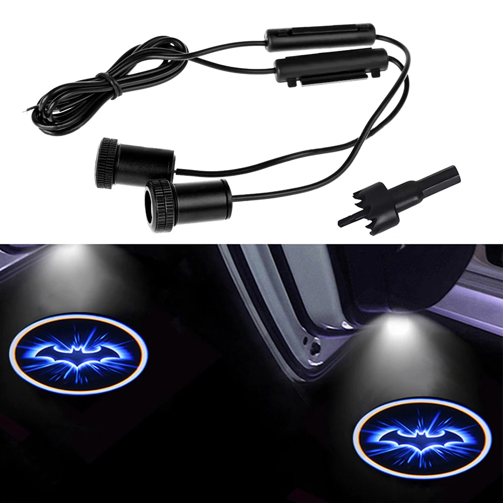 

2Pcs Universal LED Car Door Welcome Laser Projector Logo Ghost Shadow Night Light Auto Accessories Laser Emblem Lamp Kit For Bat