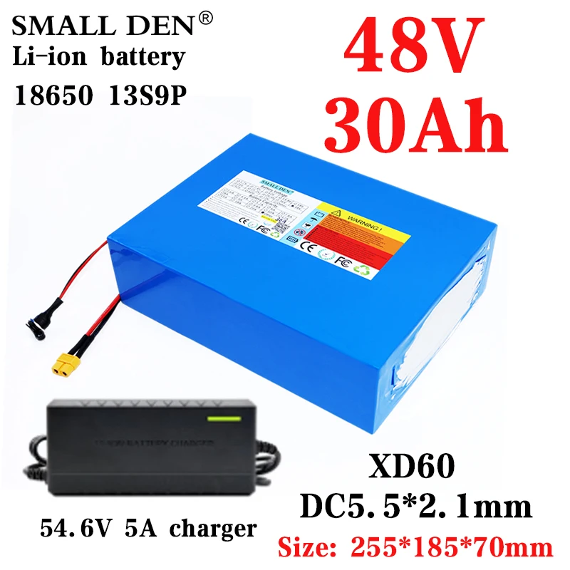 

48V 30Ah 18650 rechargeable lithium battery pack 13S9P 30000mAh electric bike scooter ebike battery built-in 30A BMS+5A charger