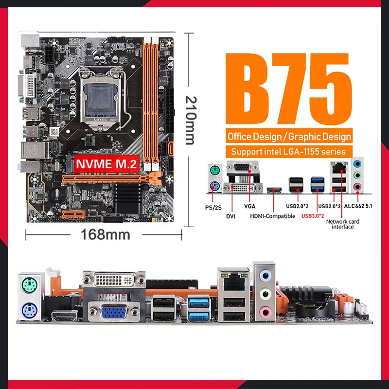B75 lga 1155 Материнская плата Core i5 3470 cpu combo kit b75 материнская ddr3 память 16 Гб ram для ПК Игр