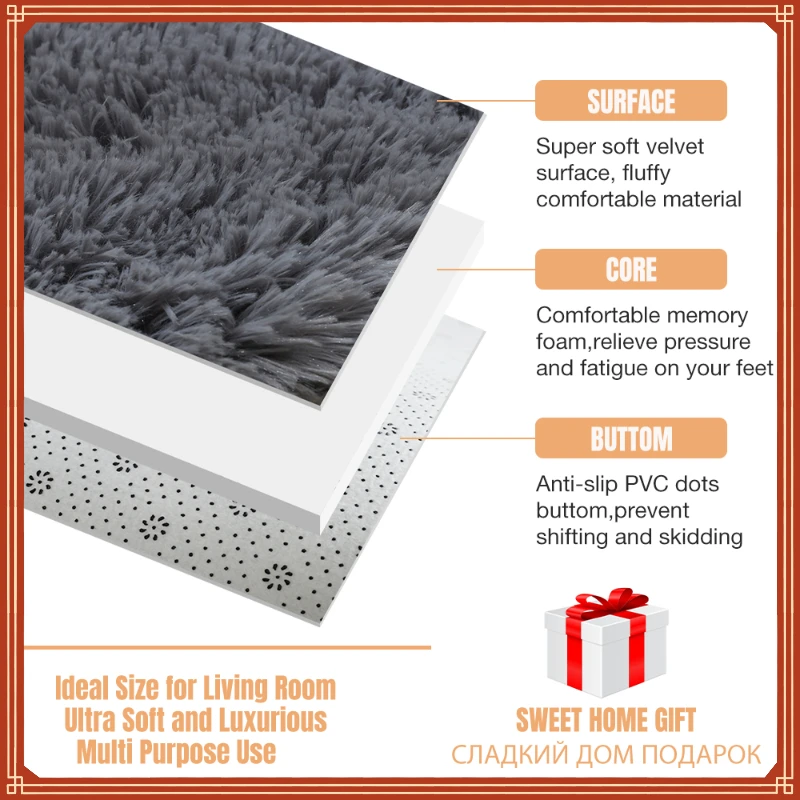 

for Living Room Fluffy Bed Room Rug Home Decor Window Bedside Carpets Thick Rugs Soft Velvet Mat High Quality