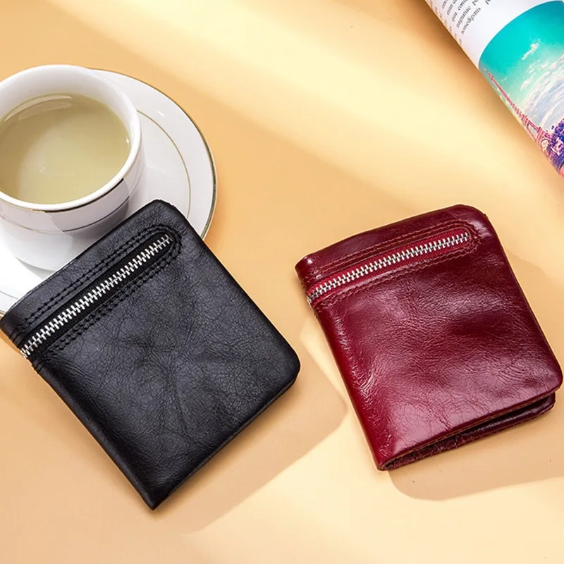 

Мини-кошелек из натуральной кожи для мужчин и женщин, ультратонкий бумажник из мягкой кожи, Короткий держатель для мелочи на молнии