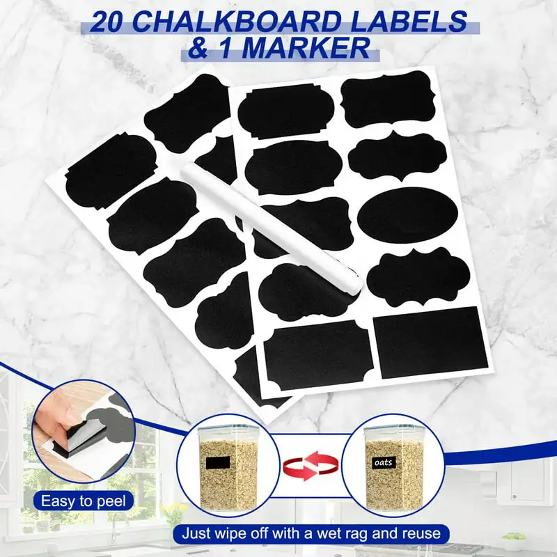 

Food Storage Containers Set with Lids, 15pcs BPA Free Plastic Dry Food Canisters for Kitchen Pantry Organization and Storage, Di