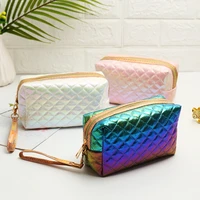 colorful fashion large capacity cosmetic bag travel storage bag wash bag embroidered lattice cosmetic bag