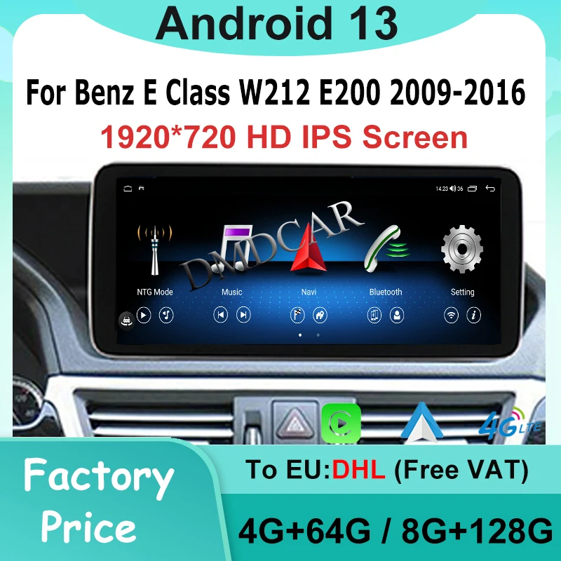 Android13 GPS-навигатор MTK7862 64G 128G 12 5 &quot10 25&quot для Mercedes Benz E Class W212 мультимедийный