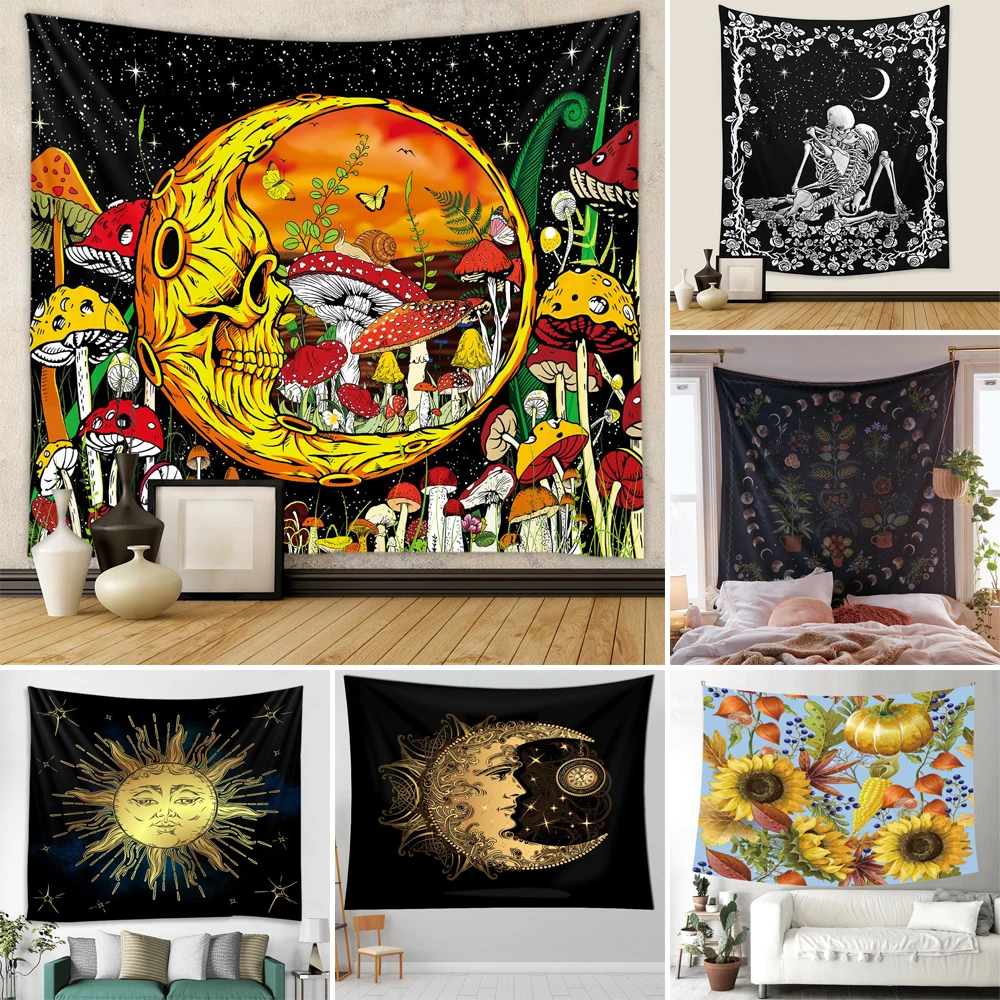 

Psychedelic Mushroom Indian Mandala Tapestry Wall Hanging Bohemian Gypsy Psychedelic Tapiz Witchcraft Tapestry 150x100 Give Away