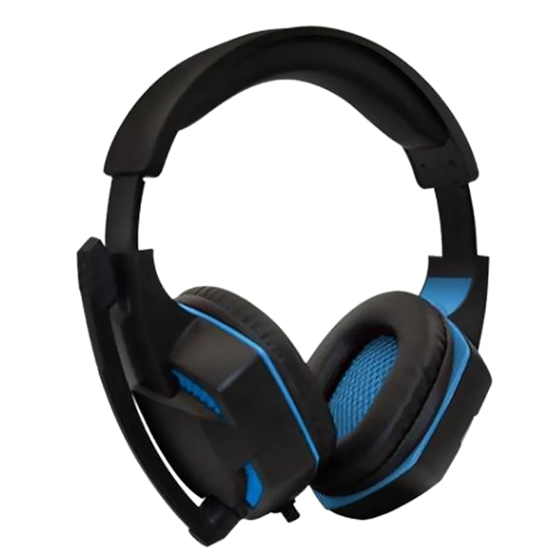 

Игровая гарнитура KOMC, наушники для Ps5 Pc, контроллер, шумоизоляция, Накладные наушники с микрофоном, синяя светодиодная подсветка