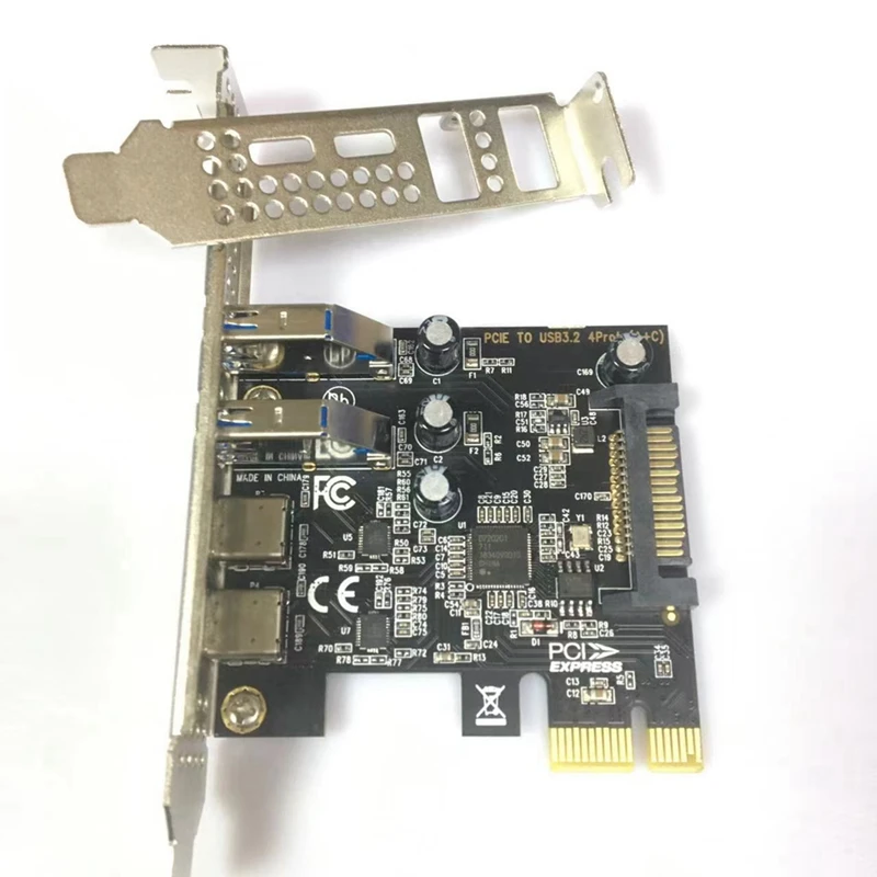 Тип C USB 3.2 Gen1 5 Гбит/с Адаптер карты PCIE Плата PCI Express 2 порта A + Xtype-C/USB3.2 Карта