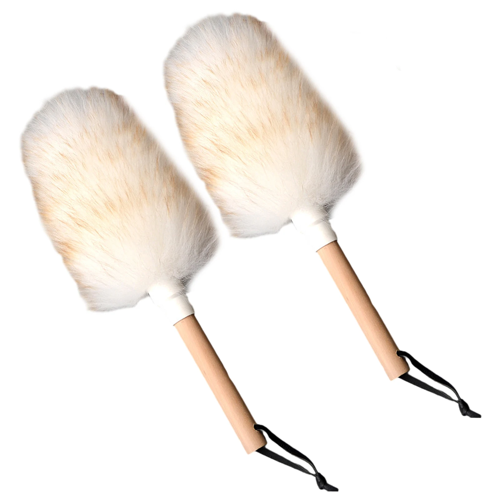 

2pcs Furniture Bookshelf Hair Lambswool Duster Wooden Handle With Hanging Rope Reusable Flexible Sofa Wall For Cleaning Blinds