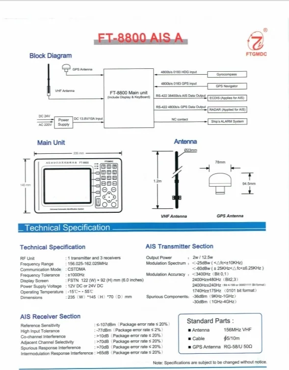 Морской транспондер AIS класса a с одобрением CCS (art.: 3920cd76e8a8f) - 3920cd76e8a8f