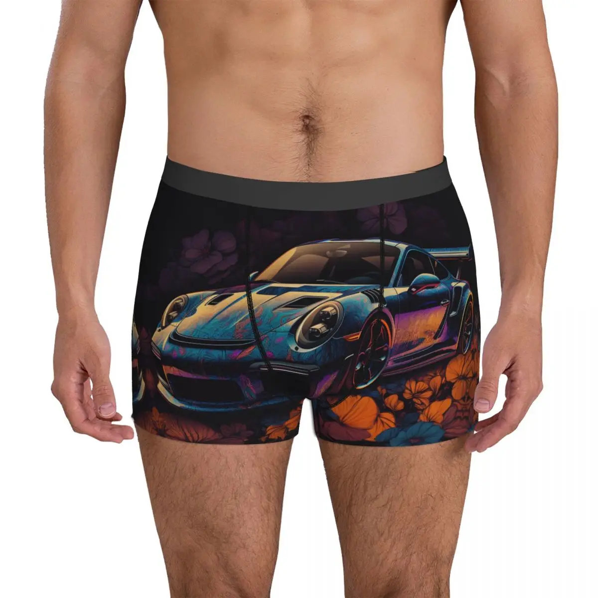 

Классическое Спортивное нижнее белье для автомобиля, неоновые цветные трусы с рисунком, сексуальные трусы с принтом, мужские трусы с 3D мешочком, большие размеры, Boxershorts