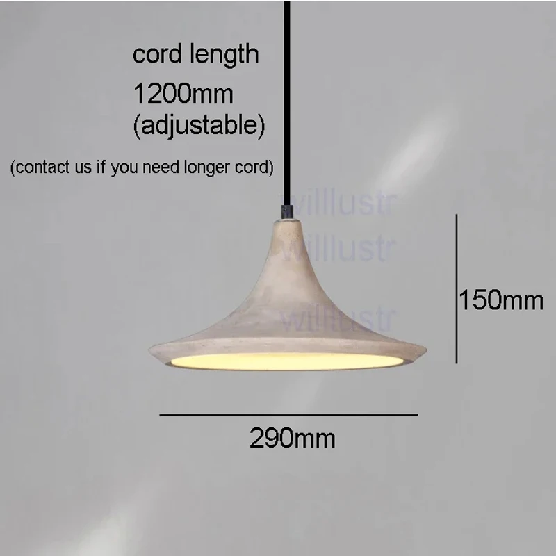 Цементный подвесной светильник из натурального бетона скандинавская потолочная