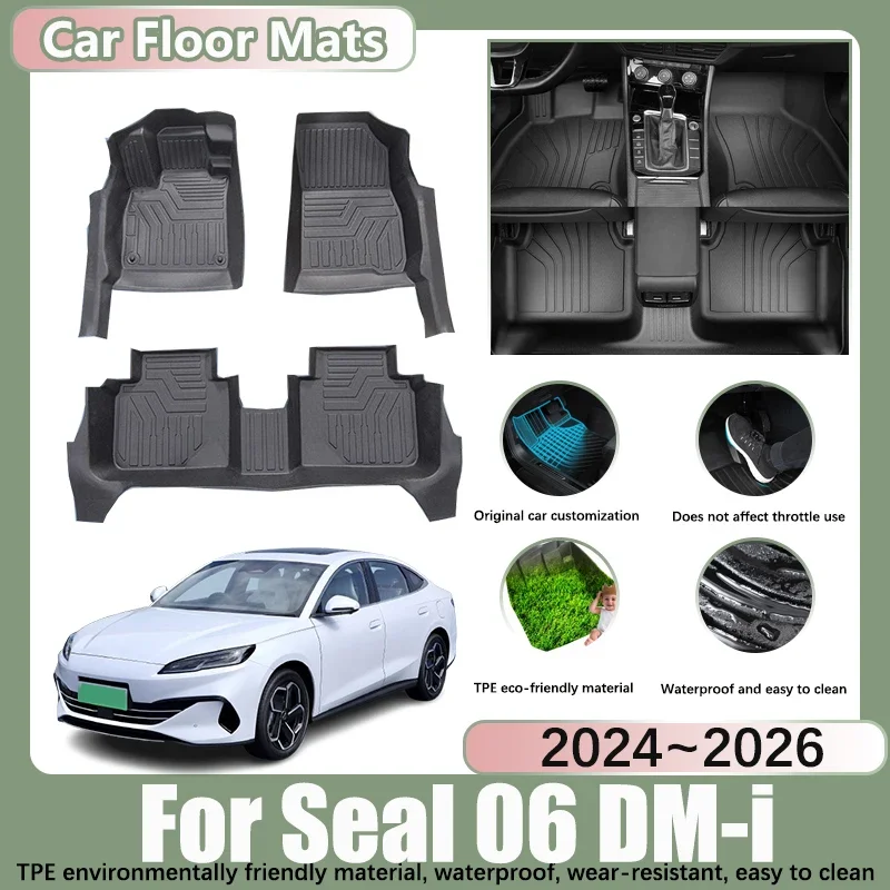 Автомобильные коврики с левым рулем для BYD Seal 06 DM-i Parts 2024 2025 2026 материал TPE